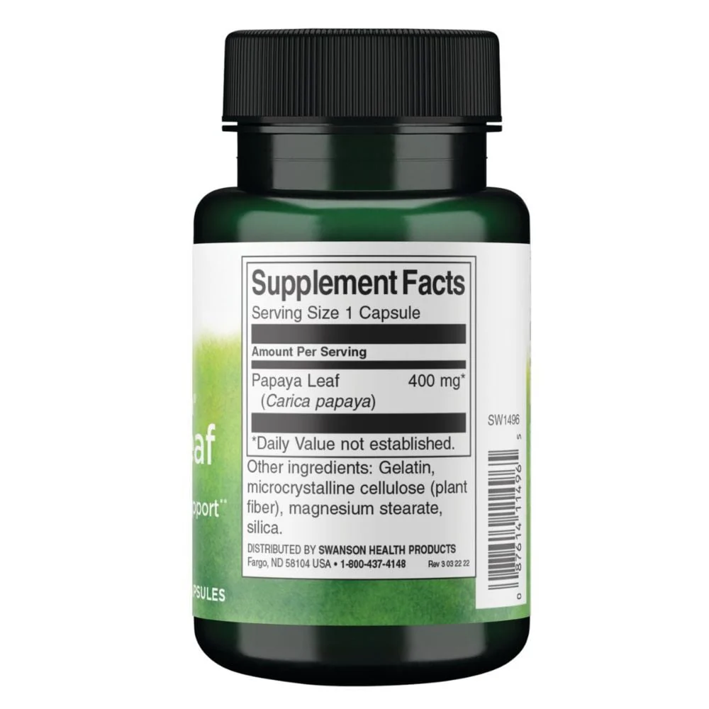 Swanson - Full Spectrum Papaya Leaf 400 mg 60s - Image 2