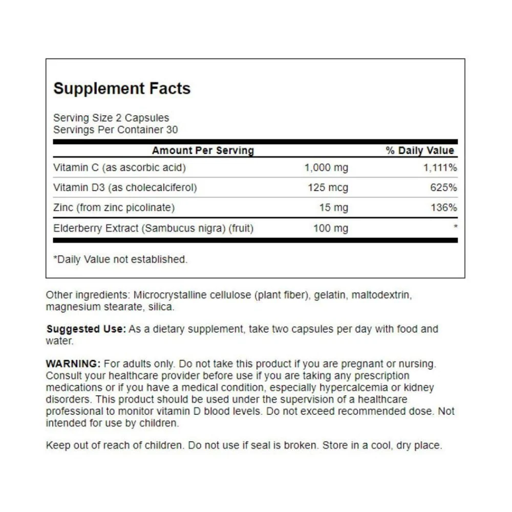 Swanson - High Potency Ultimate Immune Defense with C, D, Zinc & Elderberry 60s - Image 2