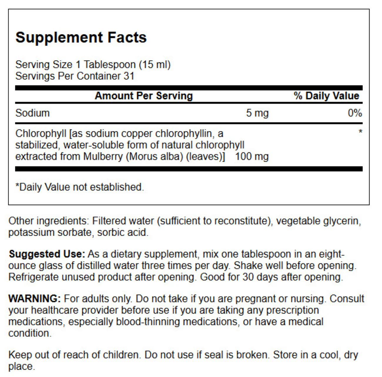 Swanson - Liquid Chlorophyll 100 mg 473ml - Image 3