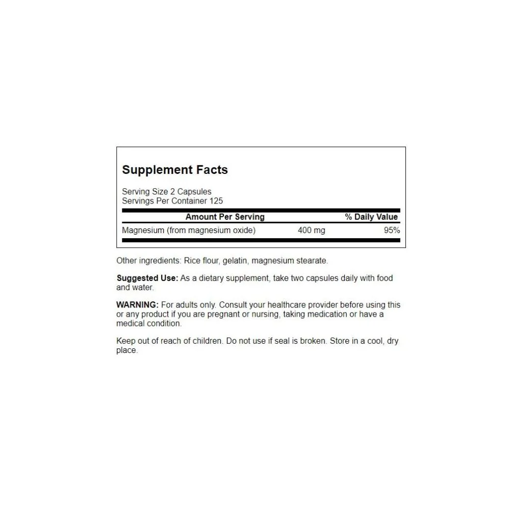 Swanson - Magnesium Oxide 200mg 250s - Image 2