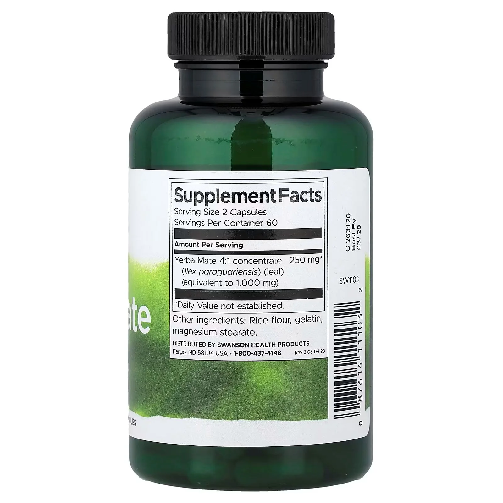 Swanson - Yerba Mate 125mg 120s - Image 2