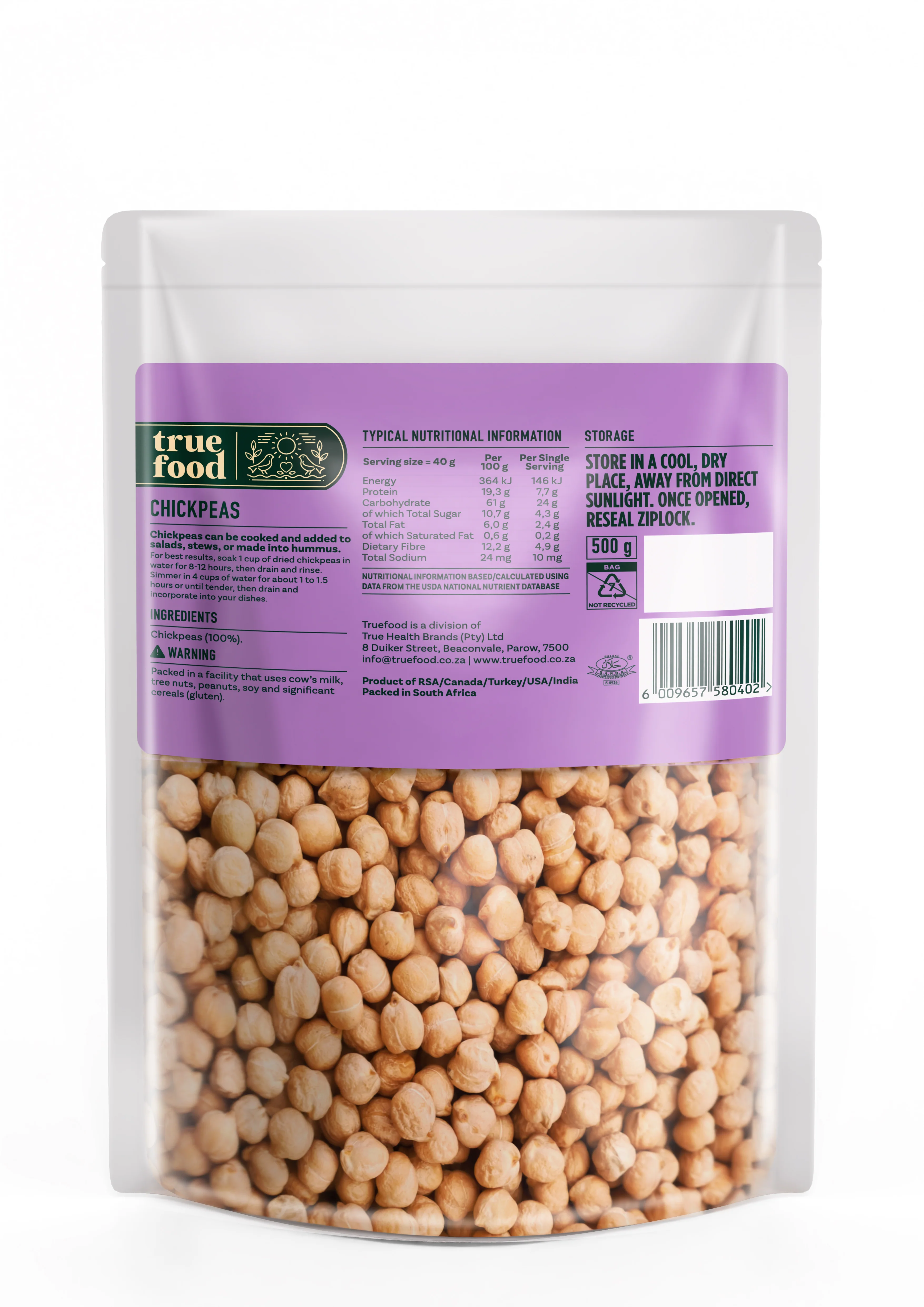 Truefood - Chick Peas 500g - Image 2