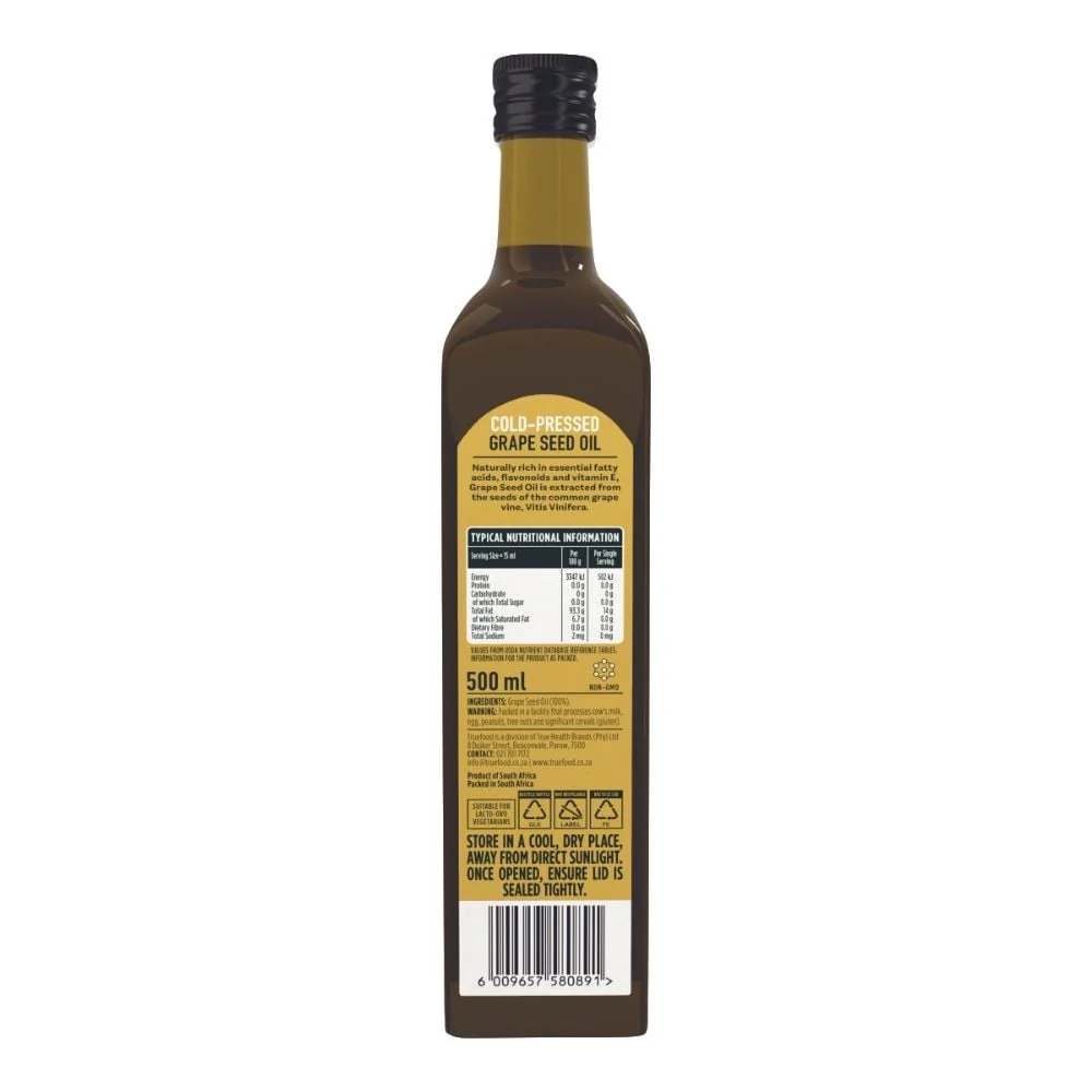 Truefood Grape Seed Cold-Pressed 500ml - Image 2