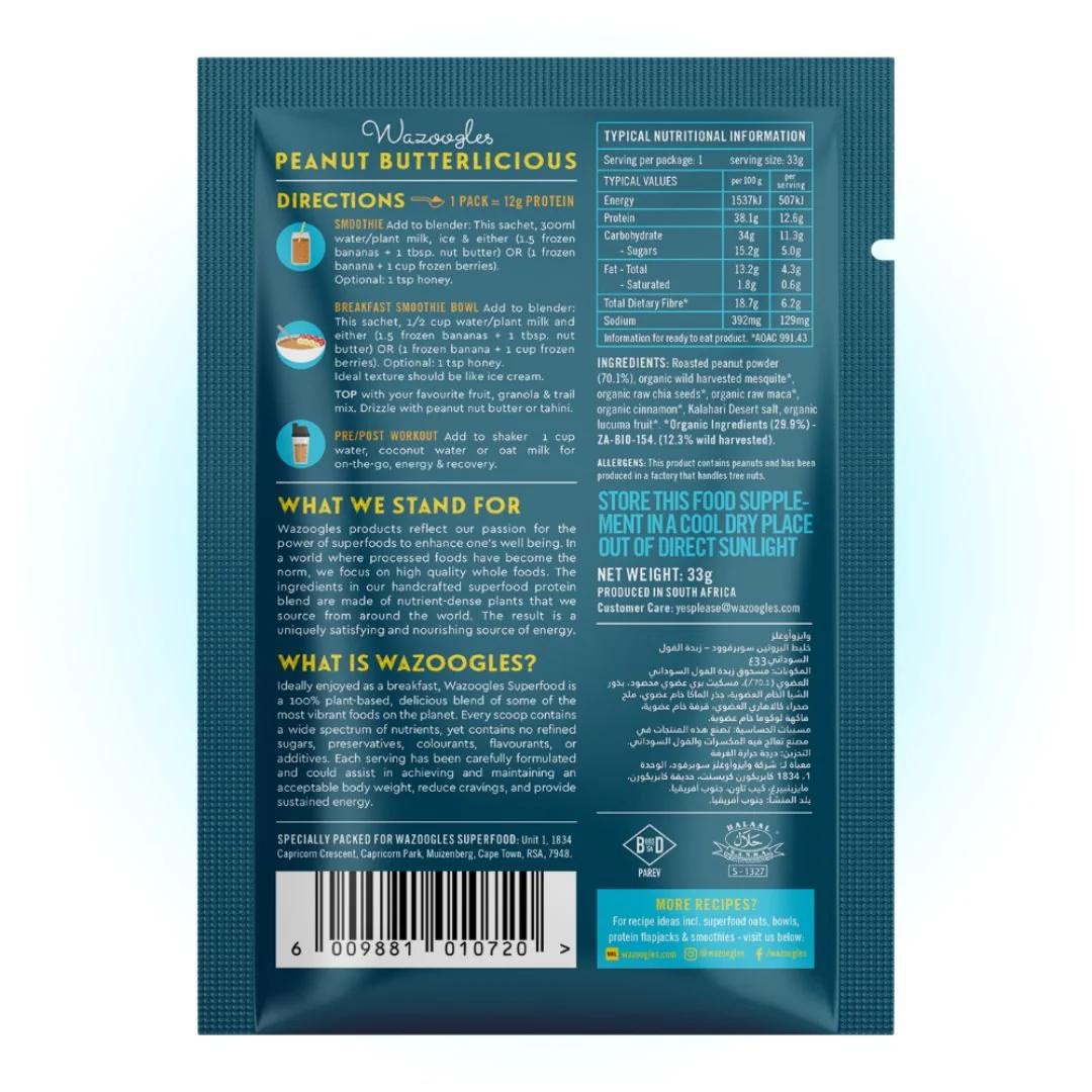 Wazoogles - Superfood Protein Blend Peanut Butterlicious 33g - Image 2