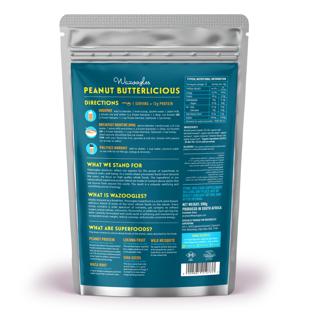 Wazoogles - Superfood Protein Blend Peanut Butterlicious 500g - Image 2