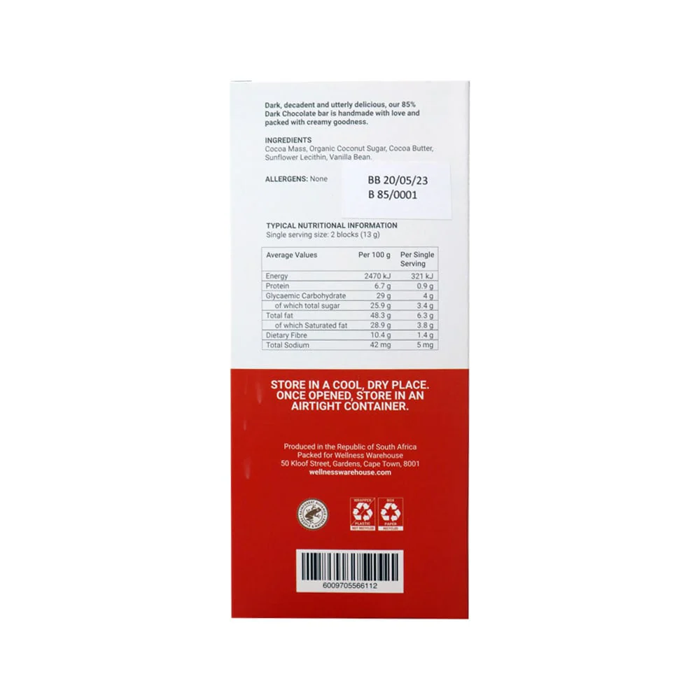 Wellness - 85% Dark Chocolate 65g - Image 2