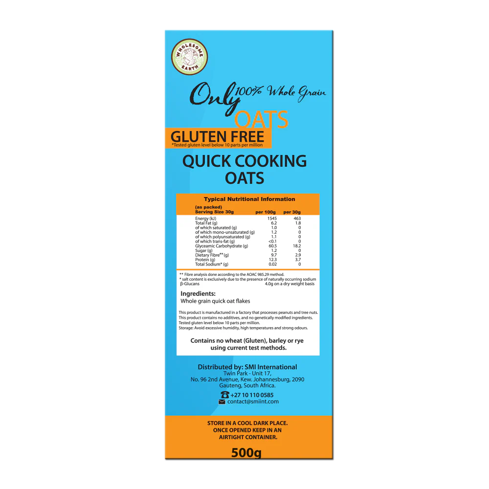 Wholesome Earth - Oats Quick Cooking Gluten Free 500g - Image 2