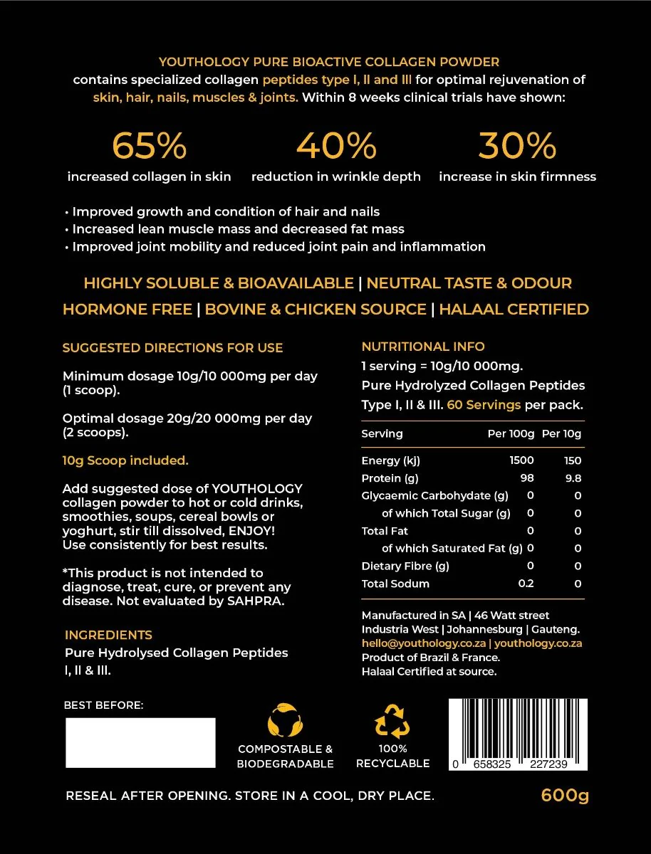 Youthology - Pure Bioactive Collagen I, II & III 600g - Image 4